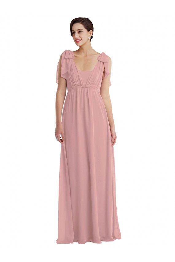 Outlet Soft Chiffon Dusty Pink Sleeveless A-Line Maxi Evening Dress UK