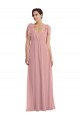 Outlet Soft Chiffon Dusty Pink Sleeveless A-Line Maxi Evening Dress UK