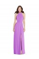 Outlet Soft Chiffon Violet Sleeveless A-Line Open Back Maxi Evening Dress UK