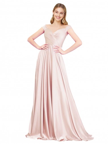 Outlet Satin Pink Sleeveless A-Line Evening Dresses UK