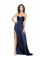 Outlet Silky Satin Sapphire Sleeveless A-Line Low Back Sexy Evening Dress UK