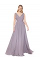 Outlet Soft Chiffon Dusty Rose Sleeveless A-Line V-Back Evening Dress UK