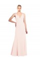 Outlet Stretch Crepe Pink Sleeveless A-Line V-Back Evening Dress UK
