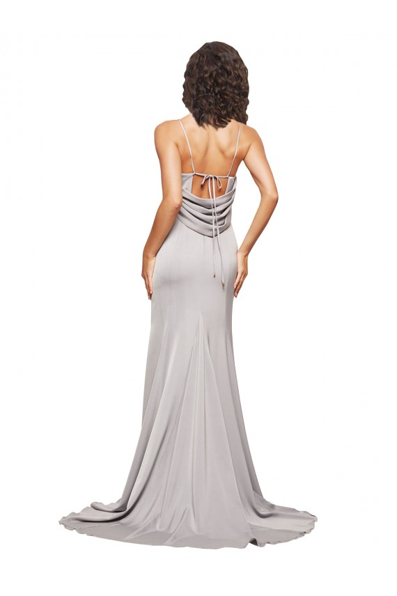 Outlet Stretch Satin Sleeveless A-Line Low Back Evening Dresses UK