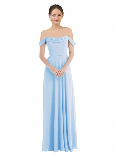 Outlet Soft Chiffon Light Sky Blue Sleeveless A-Line Maxi Wedding Party Dress UK