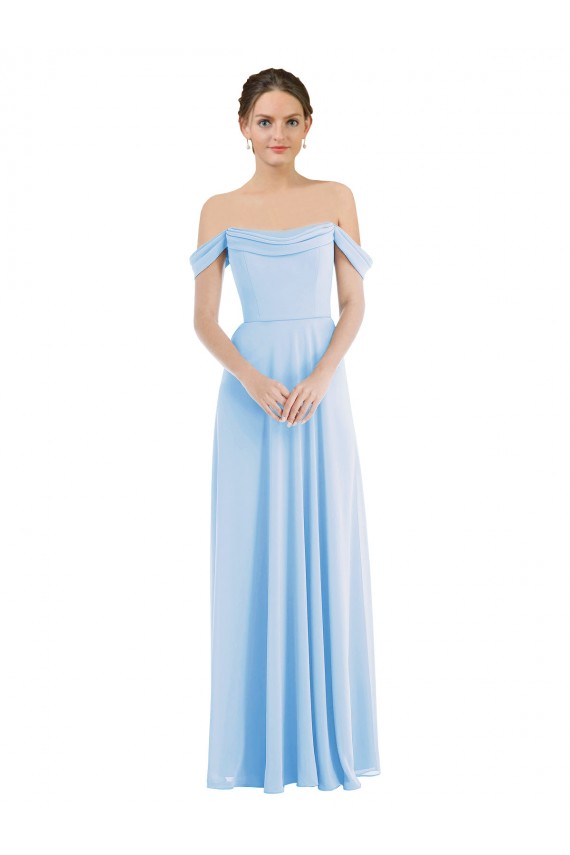 Outlet Soft Chiffon Light Sky Blue Sleeveless A-Line Maxi Wedding Party Dress UK