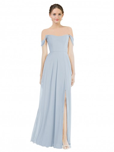 Outlet Soft Chiffon Sea Glass Flounce Sleeves A-Line Maxi Evening Dress UK