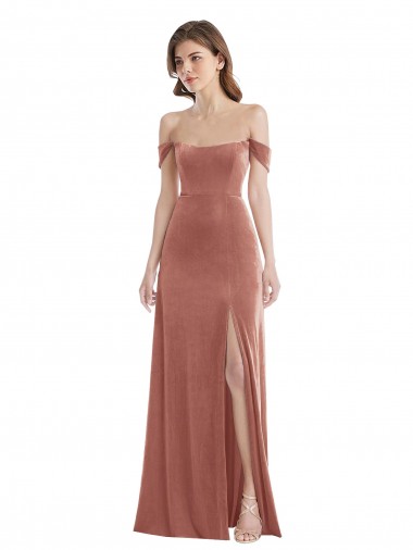 Outlet Stretch Velvet Cinnamon Rose Sleeveless A-Line Maxi Evening Dress UK
