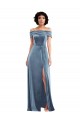 Outlet Stretch Velvet Dusty Blue Sleeveless A-Line Maxi Evening Dress UK