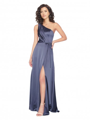 Outlet Silky Satin Dusk Sleeveless A-Line Evening Dress UK