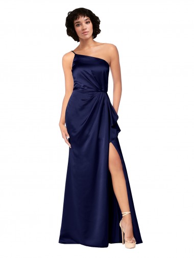 Outlet Silky Satin Sapphire Sleeveless A-Line Evening Dress UK