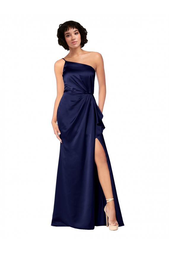 Outlet Silky Satin Sapphire Sleeveless A-Line Evening Dress UK
