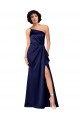Outlet Silky Satin Sapphire Sleeveless A-Line Evening Dress UK