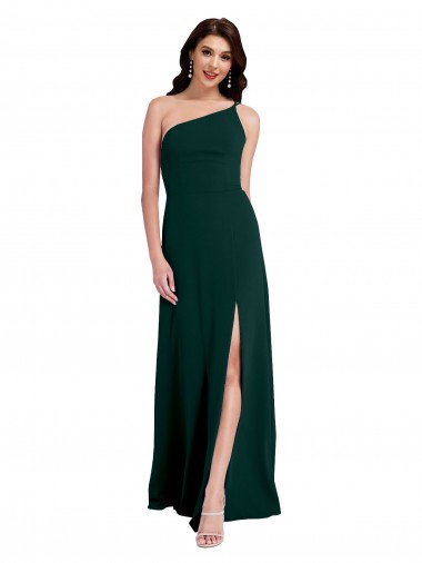 Outlet Stretch Crepe Midnight Green Sleeveless A-Line Open Back Evening Dress UK