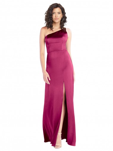 Outlet Stretch Satin Fuchsia Sleeveless A-Line Open Back Evening Dress UK