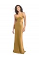 Outlet Stretch Satin Gold Sleeveless A-Line Evening Dress UK