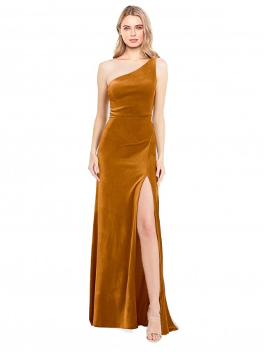 Outlet Stretch Velvet Gold Sleeveless A-Line Evening Dress UK