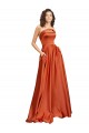Outlet Silky Satin Burnt Orange Sleeveless A-Line Low Back Evening Dress UK