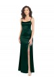 Outlet Stretch Satin Hunter Sleeveless A-Line Open Back Evening Dress UK