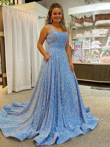 Outlet Velvet Sequin Sleeveless A-Line Evening Dress UK