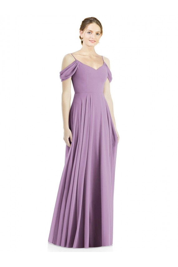 Outlet Soft Chiffon Dark Lavender Sleeveless A-Line Low Back Maxi Evening Dress UK