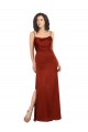 Outlet Silky Satin Red Sleeveless A-Line Low Back Evening Dress UK