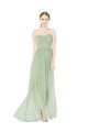 Outlet Soft Chiffon Sage Sleeveless A-Line Low Back Maxi Evening Dress UK