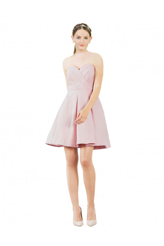 Outlet Satin Pink Sleeveless Sweetheart Evening Dress UK