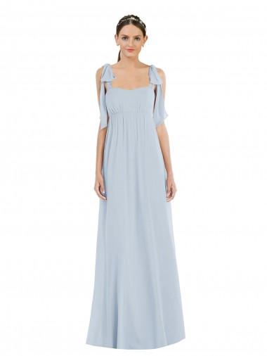 Outlet Soft Chiffon Sea Glass Sleeveless A-Line Low Back Maxi Evening Dress UK