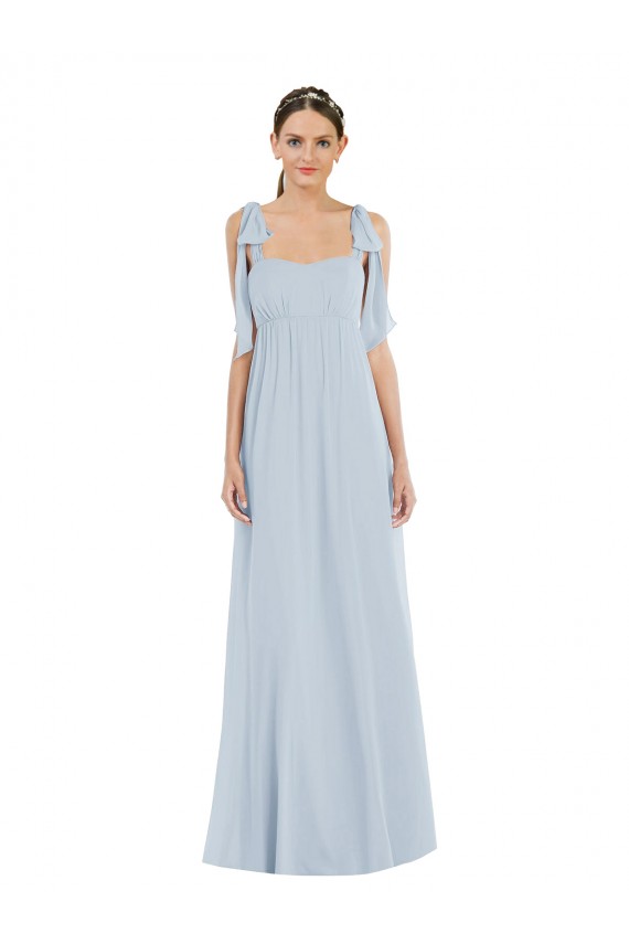 Outlet Soft Chiffon Sea Glass Sleeveless A-Line Low Back Maxi Evening Dress UK