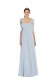 Outlet Soft Chiffon Sea Glass Sleeveless A-Line Low Back Maxi Evening Dress UK