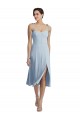 Outlet Stretch Crepe Light Sky Blue Sleeveless A-Line Evening Dress UK
