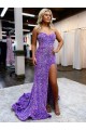 Outlet Velvet Sequin Lavender Sleeveless A-Line Evening Dress UK