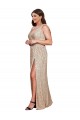 Outlet Sequin Gold Sleeveless A-Line Sexy Plus Size Evening Dress UK