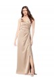 Outlet Silky Satin Champagne Pink Sleeveless A-Line Low Back Evening Dress UK