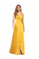 Outlet Silky Satin Sleeveless A-Line Open Back Evening Dress UK