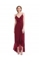 Outlet Soft Chiffon Burgundy Sleeveless Spaghetti Straps Low Back Maxi Evening Dress UK