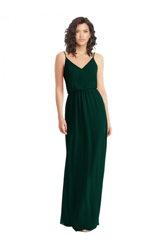 Outlet Soft Chiffon Ever Green Sleeveless A-Line Low Back Maxi Evening Dress UK