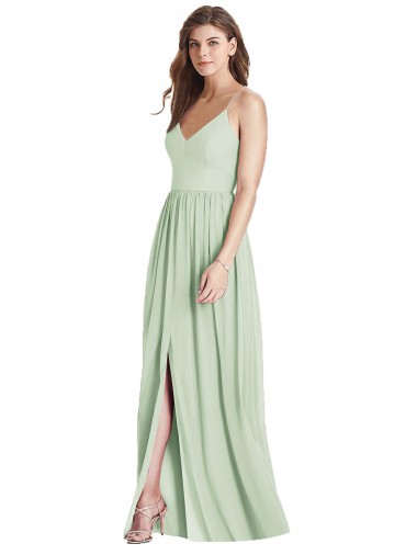 Outlet Soft Chiffon Sage Sleeveless A-Line Open Back Maxi Evening Dress UK