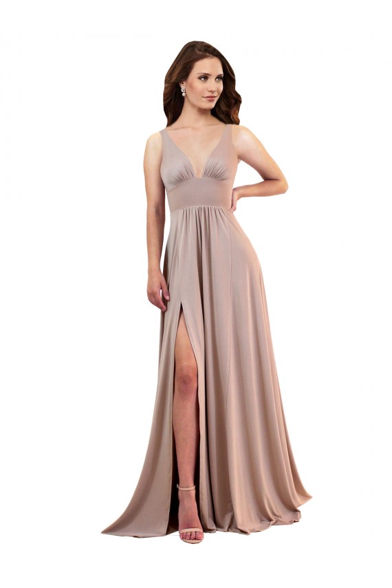 Outlet Spandex Dusty Pink Sleeveless A-Line Low Back Sexy Evening Dress UK