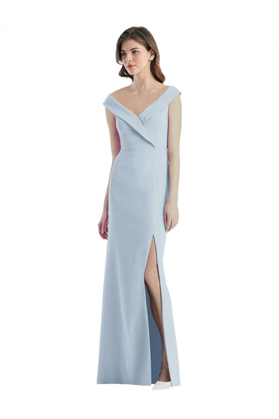 Outlet Stretch Crepe Light Sky Blue Sleeveless A-Line Semi Formal Evening Dress UK