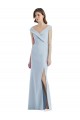 Outlet Stretch Crepe Light Sky Blue Sleeveless A-Line Semi Formal Evening Dress UK
