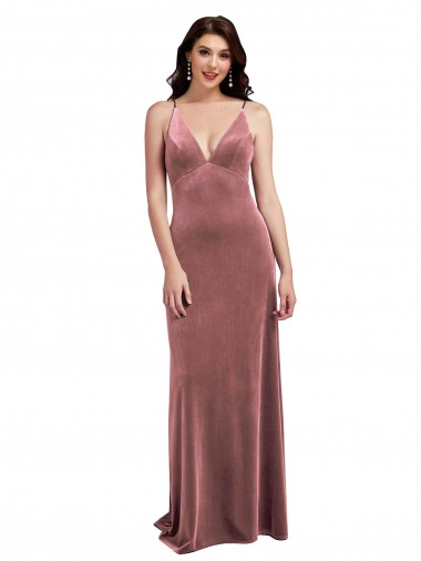 Outlet Stretch Velvet Cinnamon Rose Sleeveless A-Line Low Back Sexy Evening Dress UK