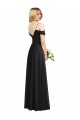 Outlet Soft Chiffon Black Cold Shoulder A-Line Maxi Evening Dress UK