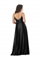 Outlet Silky Satin Black Sleeveless A-Line Low Back Wedding Party Dress UK