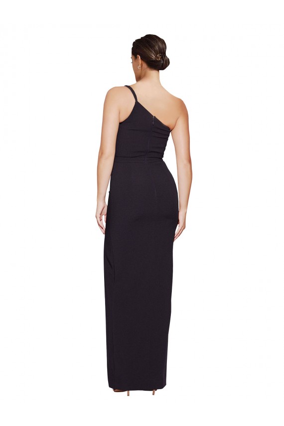 Outlet Stretch Crepe Black Sleeveless Sheath Bridal Party Dress UK