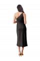 Outlet Stretch Satin Black Sleeveless Sheath Evening Dress UK