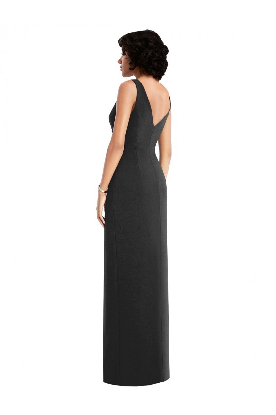 Outlet Spandex Black Sleeveless Sheath V-Back Maxi Evening Dress UK