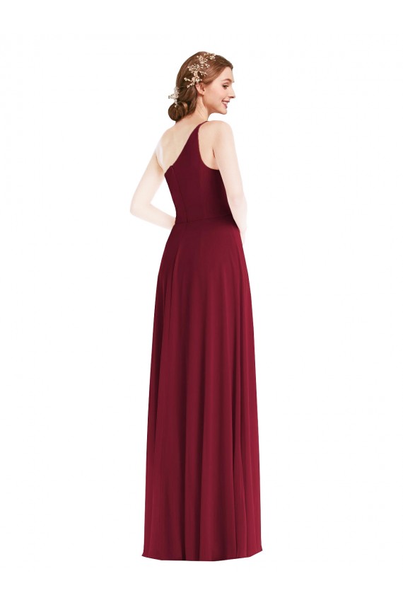 Outlet Soft Chiffon Burgundy Sleeveless A-Line Maxi Wedding Party Dress UK