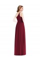 Outlet Soft Chiffon Burgundy Sleeveless A-Line Maxi Wedding Party Dress UK